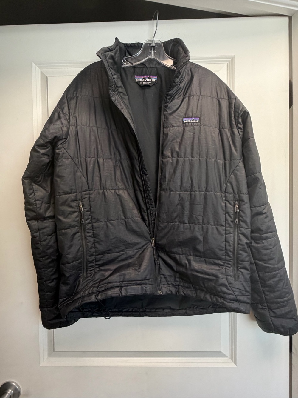 Patagonia Black Jacket with Multicolor Logo Patch